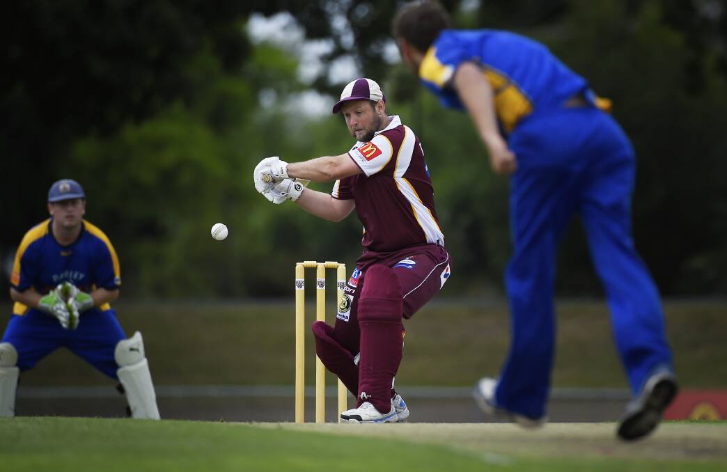 CUT SHOT: Brown Hill opener Dan Davies puts away a ball outside off on his way to an impressive half-century against ladder leader Darley. Picture: Luka Kauzlaric