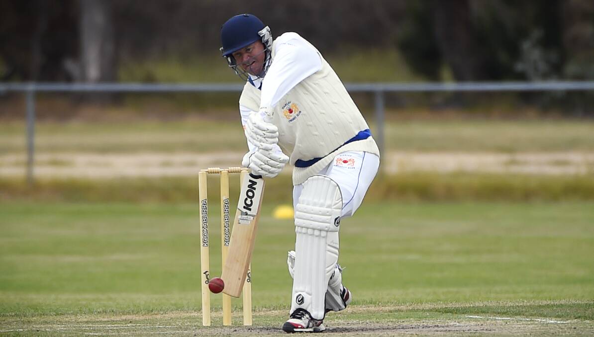 LOOKING FOR RUNS: Darley coach Heath Pritchard hits one through the covers and will be hoping for plenty of runs as a batting unit this weekend.