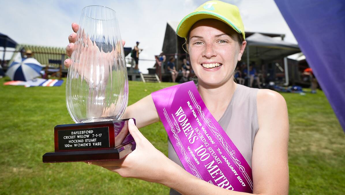 VASE WINNER: Megan McMahon backed up her strong run at Maryborough to win the women's 100m vase at Daylesford. Picture: Dylan Burns
