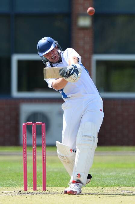 BELTED: Golden Point's Andrew Warrick is no stranger to clearing the fence when he takes to the crease, which was the case on Saturday.