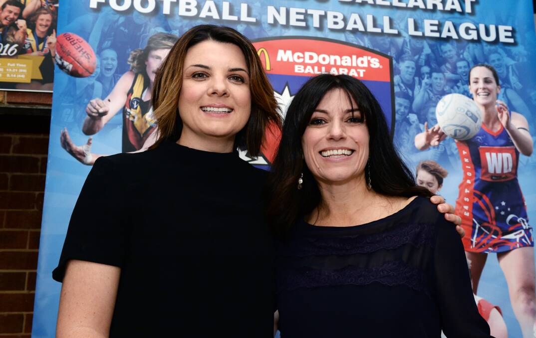 KEY FIGURES: Media personalities Kelli Underwood and Angela Pippos spoke at the BFNL's women in football luncheon on Friday afternoon.