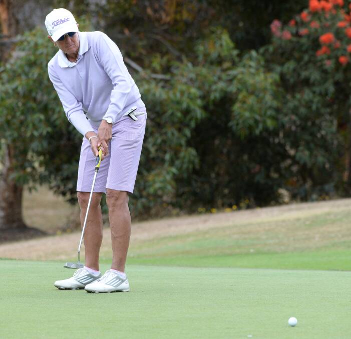 IN THE MIX: Ballarat's Helen Pascoe, hitting her putt at the Ballarat and District Open, is the home-town favourite in the open division of the  Australian Women's Senior Amateur Championship. Picture: Kate Healy