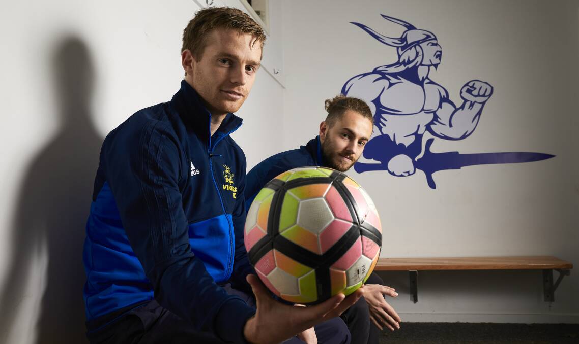 BUILDING: Sebastopol Vikings Marcus Lynch and Pietro Angeli hope to continue its stellar season, with promotion in sight. Picture: Luka Kauzlaric