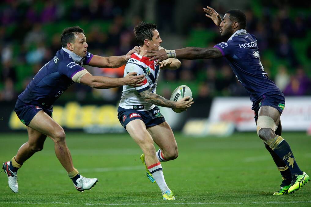 The round 20 NRL match between the Melbourne Storm and the Sydney Roosters at AAMI Park on July 23, 2016 in Melbourne. Photos: Darrian Traynor/Getty Images