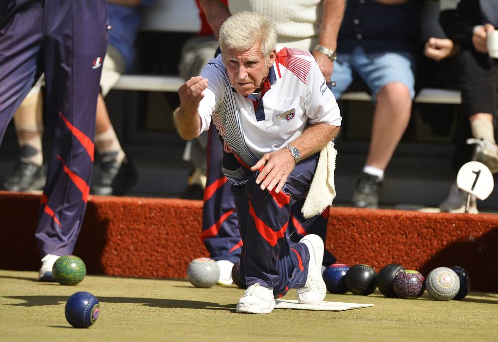 TOUGH DAY: Terry Weatherley is pictured in action on Sunday. His Central Wendouree side lost to Buninyong by 16 shots at Sebastopol Bowling Club.