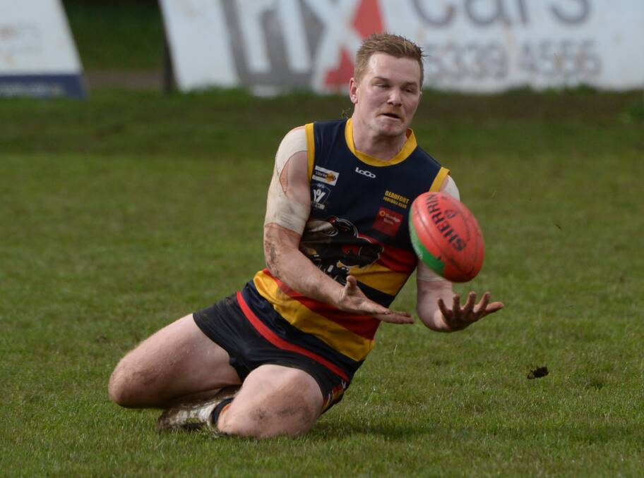 SLIDE: Beaufort forward Lachlan Murray kicked three goals to help lead the Crows to a three-point qualifying final win over Buninyong.