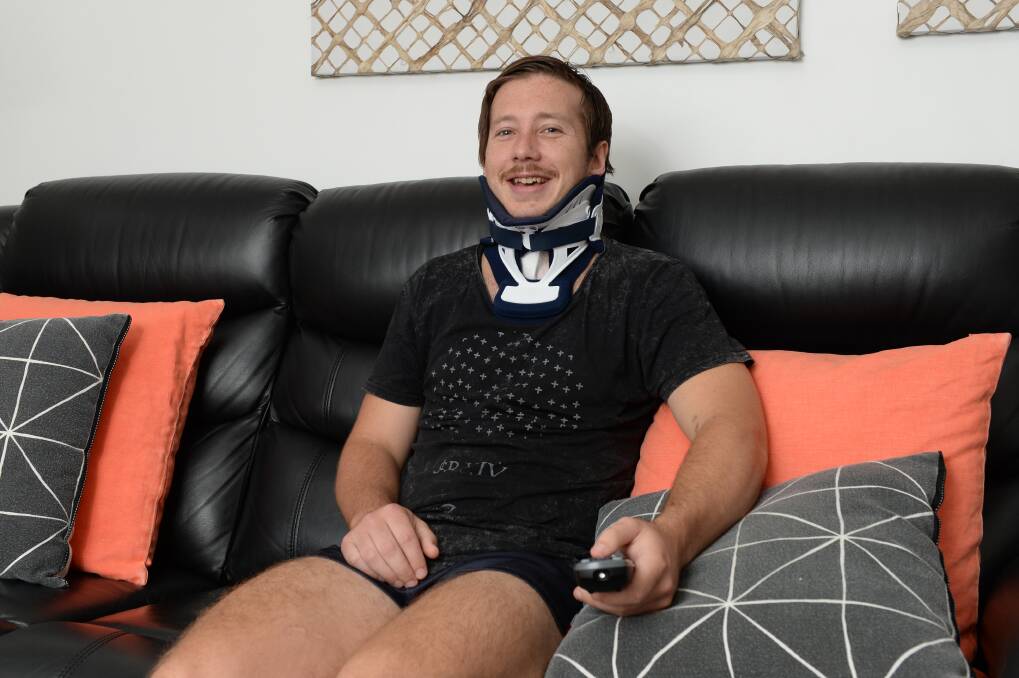 ON THE MEND: Mathew Begbie during his recovery from a neck injury.