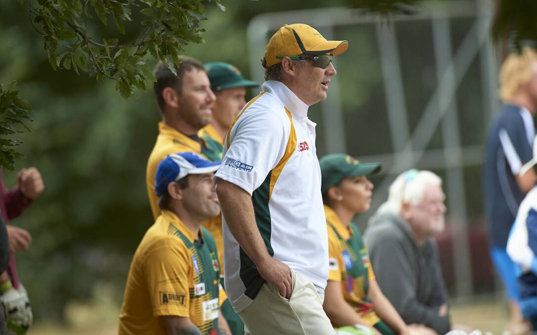 STAR OF THE SHOW: David Hussey is pictured in the field during Sunday's cricket carnival at Victoria Park. The event raised about $15,000 for various organisations.