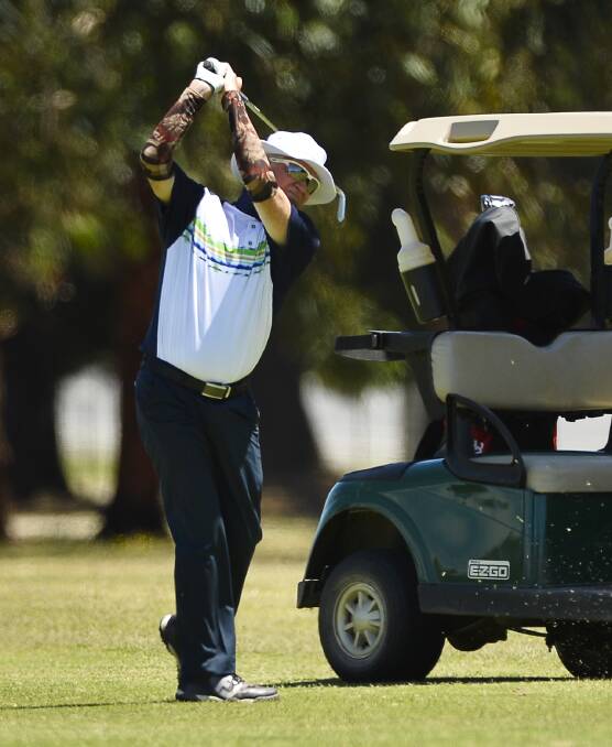 LEFT HANDER: Queensland-based golfer Mark Tickle finished the Victorian Senior Masters tied for 46th position after carding scores of 74 and 84 during the two rounds. Pictures: Dylan Burns.