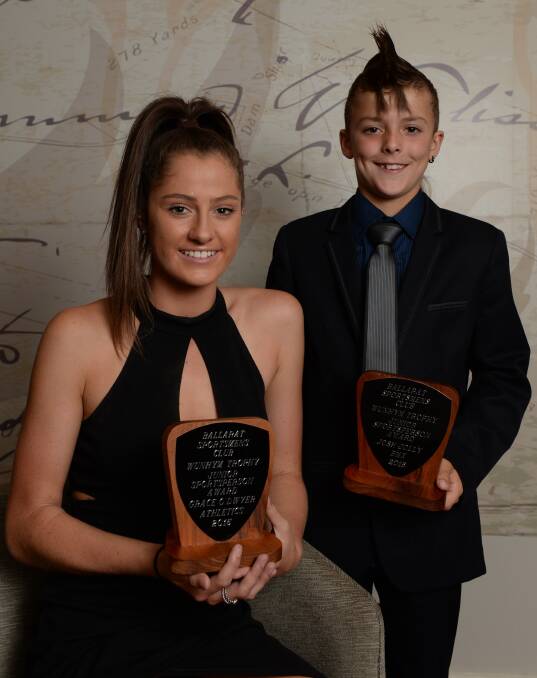 WINNERS: Runner Grace O'Dwyer and BMX rider Josh Jolly are all smiles after being named as joint winners of the Wunhym Award. Pictures: Kate Healy.