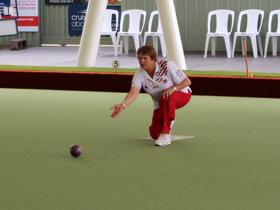 STYLE: Sally McCracken, from Central Wendouree Bowling Club, in action during her over-60 women's pairs victory with Elizabeth Kierce.
