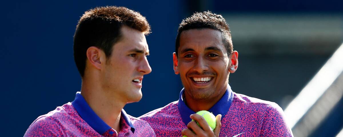 DOUBLE TROUBLE: Bernard Tomic and Nick Kyrgios like to have fun and relax when they team up on court but need to balance showmanship with good sportsmanship.