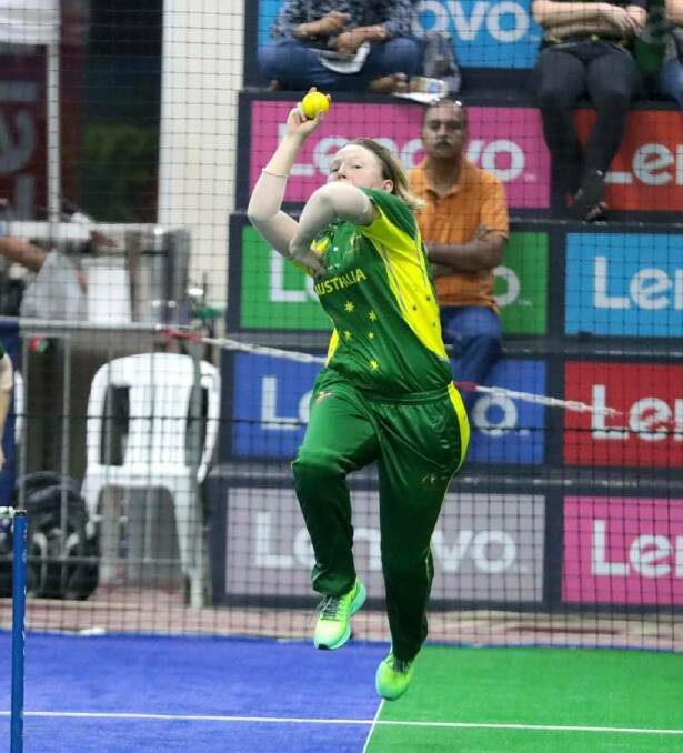 BIG TOURNAMENT: Briony Polkinghorne in action during the 2017 Indoor Cricket World Cup.