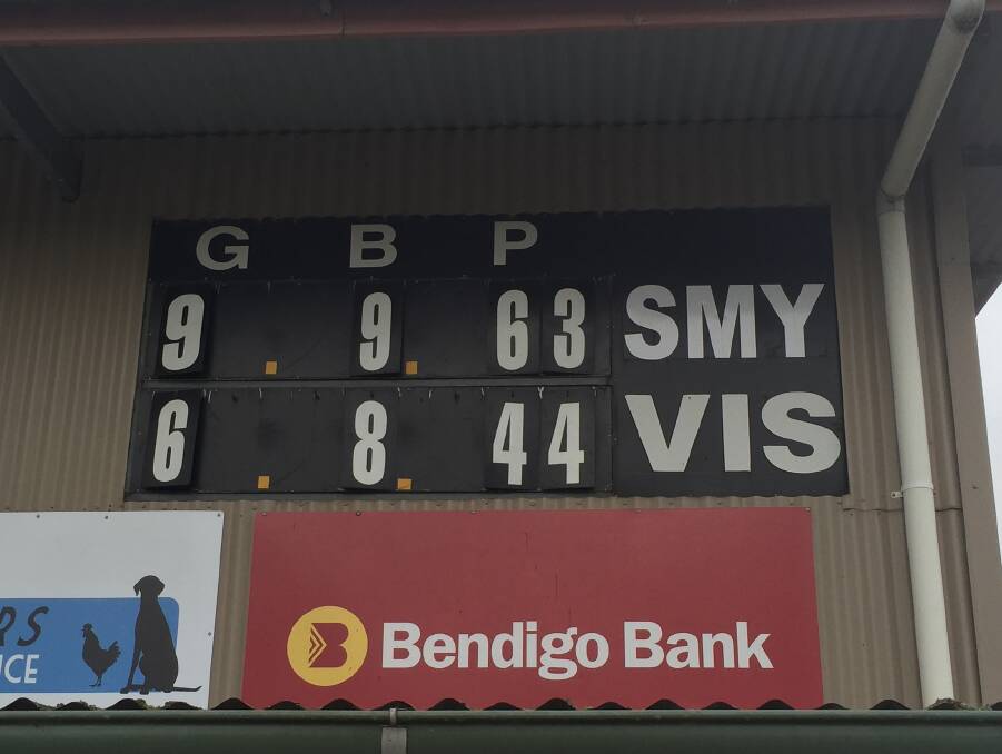 HOW IT ENDED: The scoreboard after the final siren at Smythesdale shows that the Bulldogs were winners for the first time since 2011.