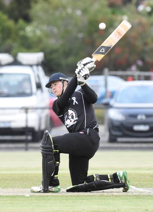 SWING: North Ballarat's Mitch Zakynthinos looks for a boundary during a Twenty20 fixture against Brown Hill.