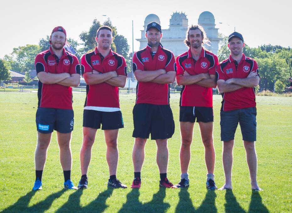 IN CHARGE: Carngham-Linton's Zane Ross, Luke Parker, Matt Beaston, Tom Sarah and Jake Pring will lead the way in 2018 with various coaching roles at the club.