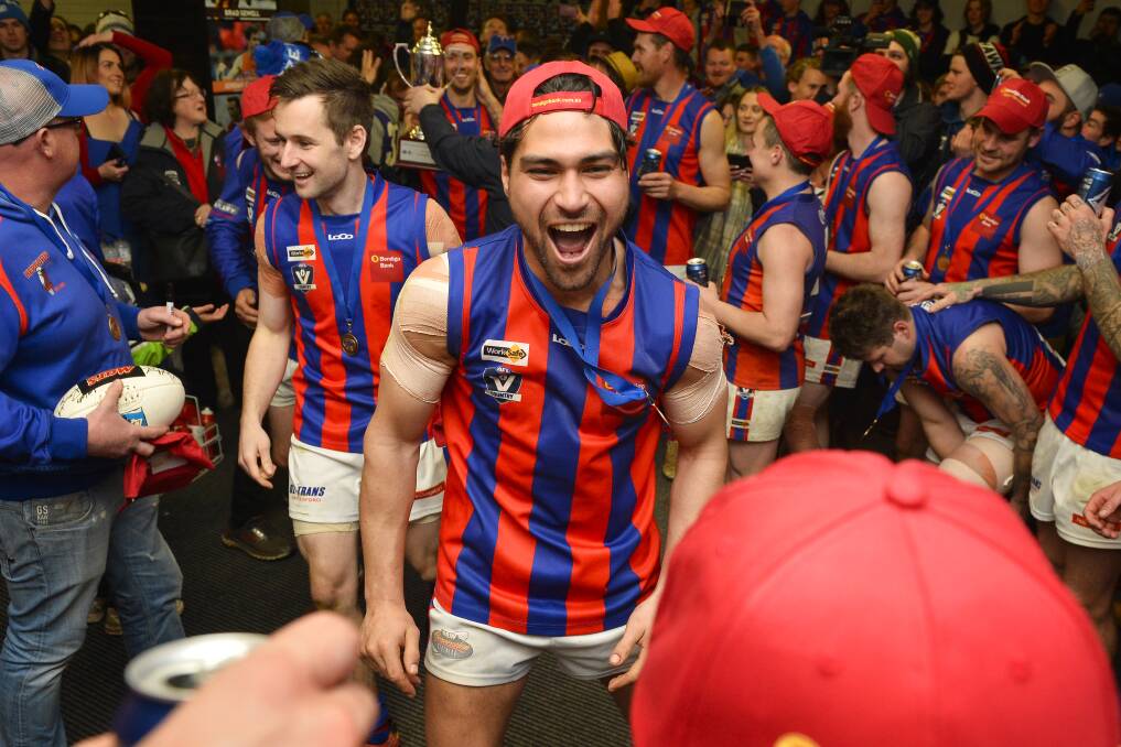 FULL OF JOY: Segifili Asa Leausa was a picture of excitement in the Hepburn rooms after Saturday's senior grand final victory. Picture: Dylan Burns.