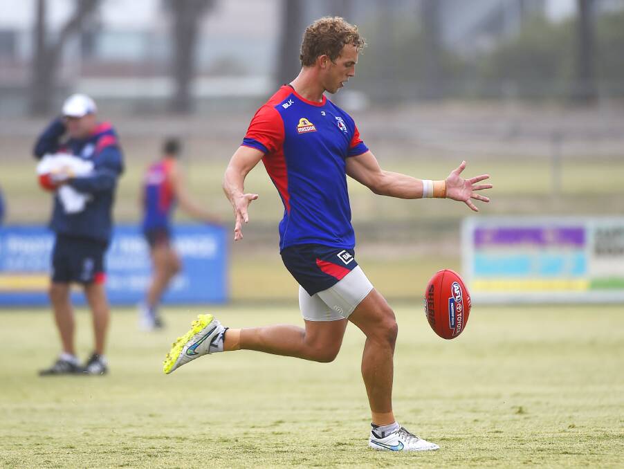 LEFT FOOT: Western Bulldogs midfielder Mitch Wallis was one of the many club stars that were on show at the training session.