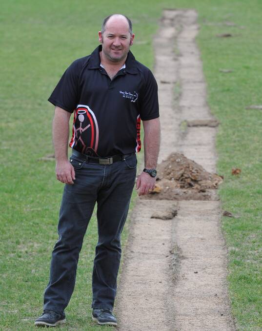 UNDERWAY: Creswick president Mick Alsop at Doug Lindsay Reserve, which is having drainage installed to improve the playing surface. Picture: Lachlan Bence.