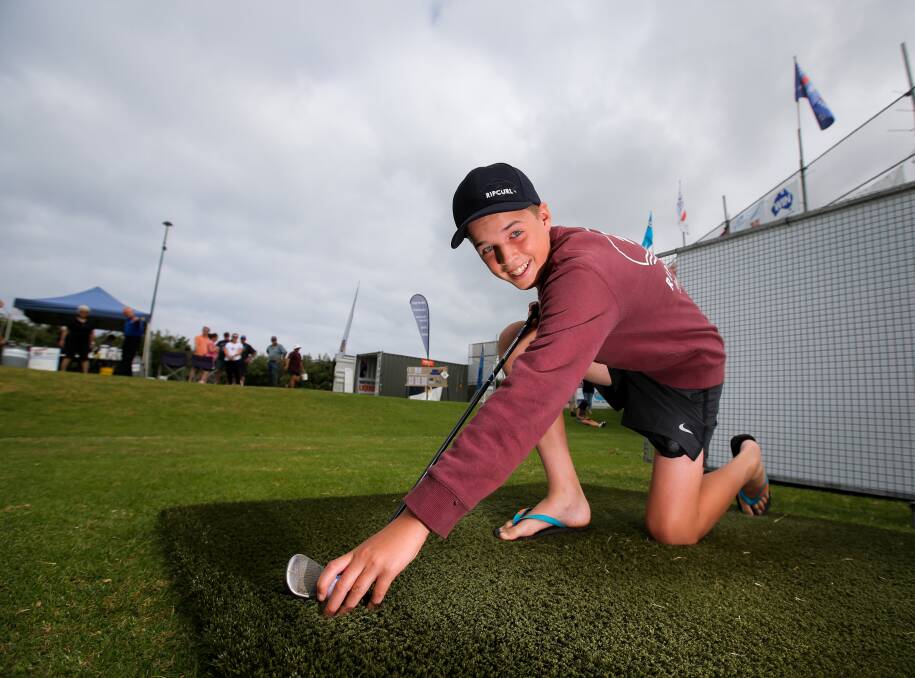 ACE: Daniel Cassidy, 12 of Ballarat, became the youngest to shoot a hole-in-one at the Rotary Club of East Warrnambool's annual competition. Picture: Rob Gunstone