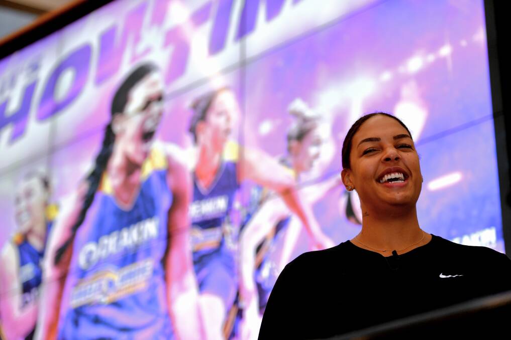 SHOW TIME: Liz Cambage signed her return to the club in April. She will play under former Ballarat Miners head coach Guy Molloy. Picture: The Age