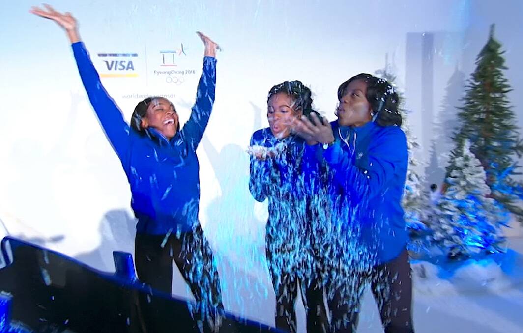 COOL FACT: Nigerian boblsedders Ngozi Onwumere, Akuoma Omeoga and Seun Adigun had to convince a nation foreign to snow that they wanted to hit the ice in PyeongChange. Picture: AP.