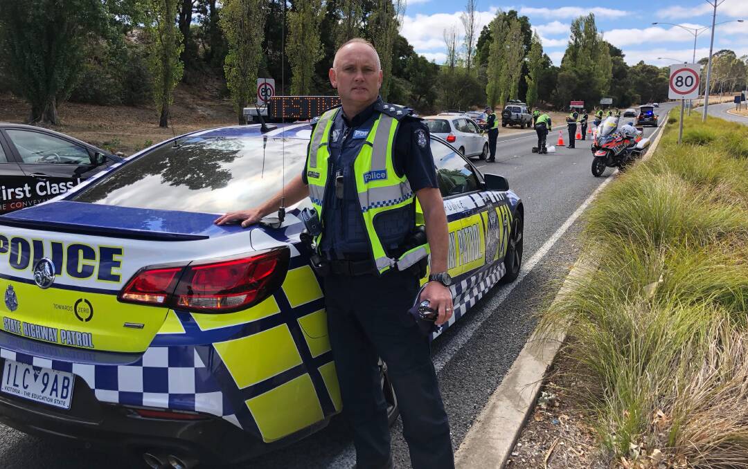 State Highway Patrol Commander, Inspector John Cormack was among those out and about in Ballarat over the long weekend. Picture: Greg Gliddon