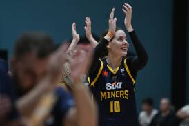 Ballarat Miners player Ella Gordon thanks the crowd after the club's win over Geelong in round one. Picture by Kate Healy