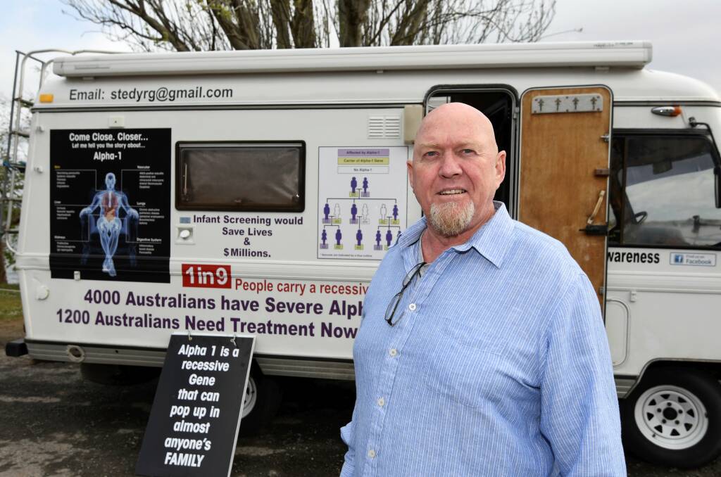 Russell Stedman is travelling around the state raising awareness of Alpha-1. Picture: Lachlan Bence