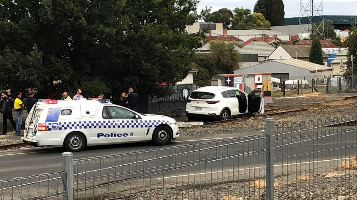 The scene of this morning's incident near Aldi in Soldier Hill. Picture: Greg Gliddon
