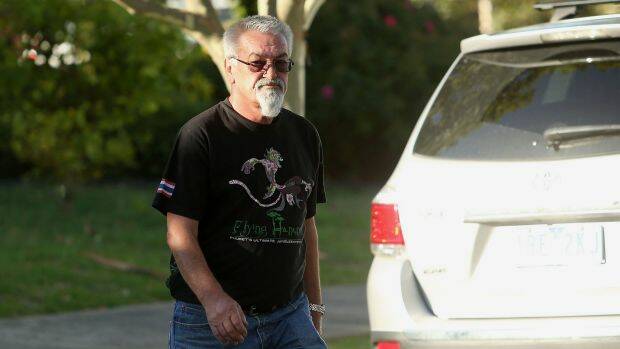 A man arrives at the Ristevkis' Avondale Heights home on Tuesday. Picture: PAT SCALA