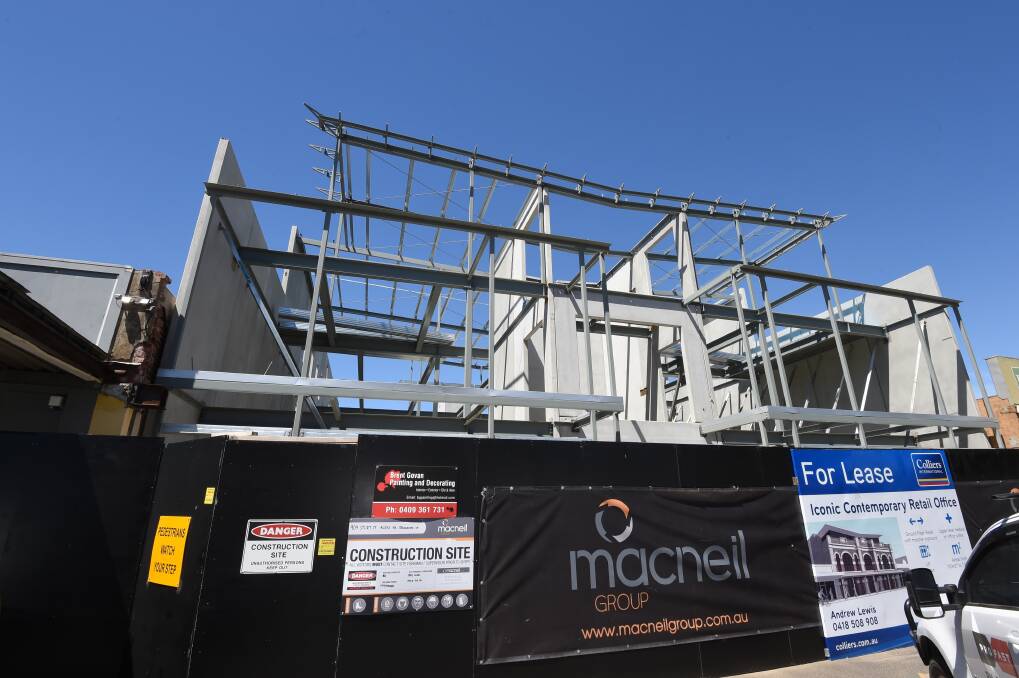 Construction of a 2000 square metre office and retail space at 909 Sturt Street is underway. Picture: Lachlan Bence. 