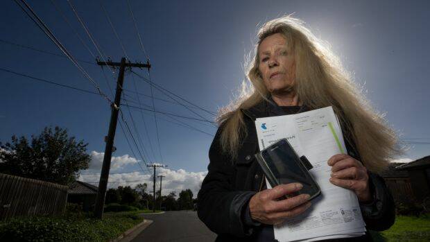 Vicki Campbell is on the pension, but was upsold a $90-a-month phone plan including a tablet she did not know how to use. Picture: Jason South.