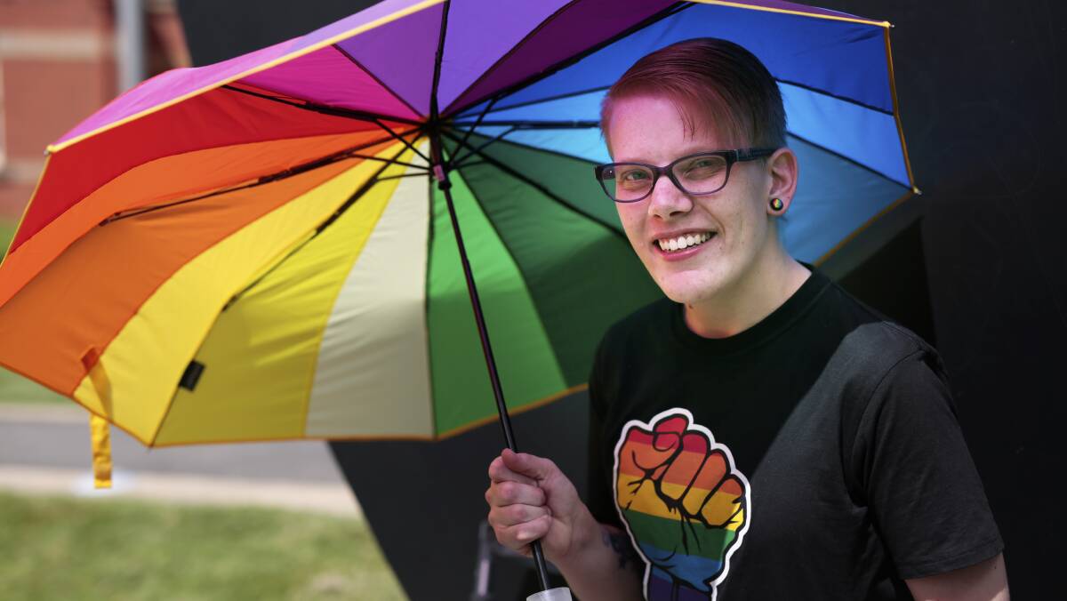 We love you: Gay pride rally co-organiser and GRIND media co-founder Kirsten Holden says there are safe, supportive spaces for LGBTIQ people to come out in Ballarat. Pictures: Luka Kauzlaric.