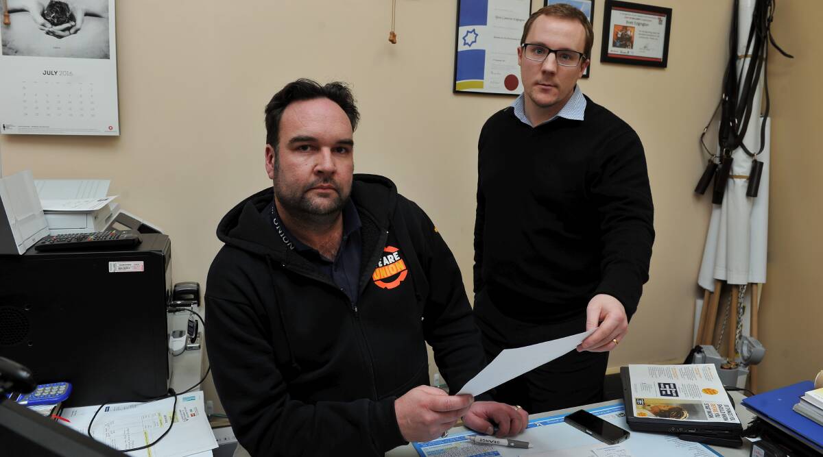 Ballarat Trades Hall Council secretary Brett Edgington and lawyer Orry Pilven, who has previously worked on the cases of underpaid workers in Ballarat. Picture: Lachlan Bence