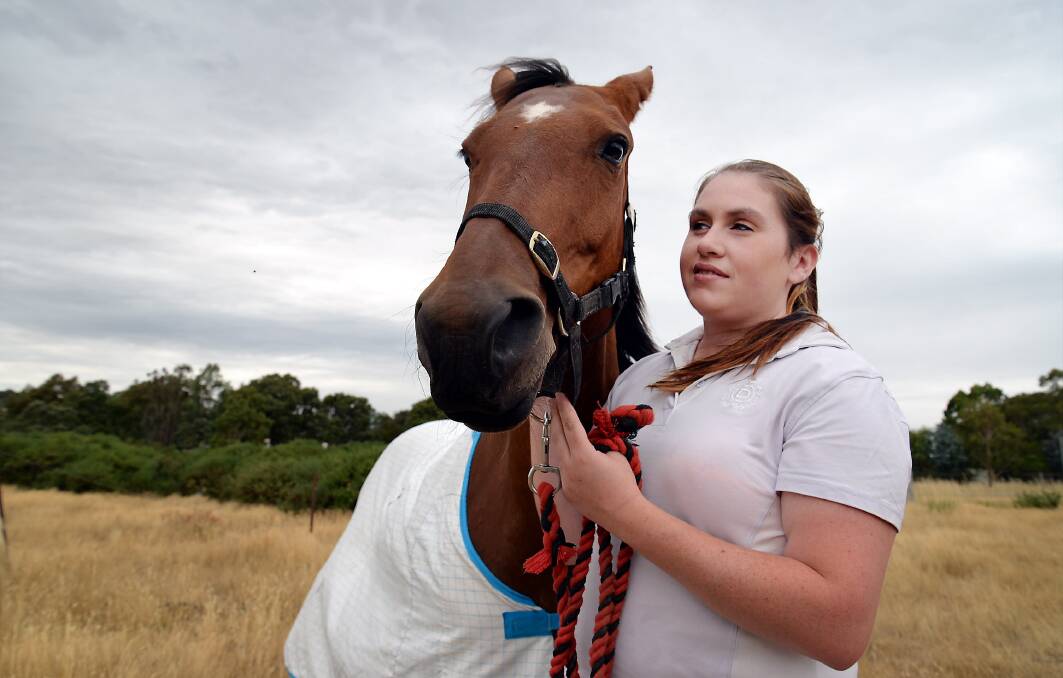 Theft: Rider Ally Reidy, of Wendouree, had been looking forward to riding for the first time in 10 months when her saddle was stolen from Haddon over the weekend. Picture: Jessica Black.