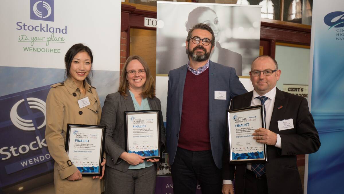 Finalists: Dr Jessica Lim, Tracey Hunter, sponsor Simon Monk and Brenden Barclay.