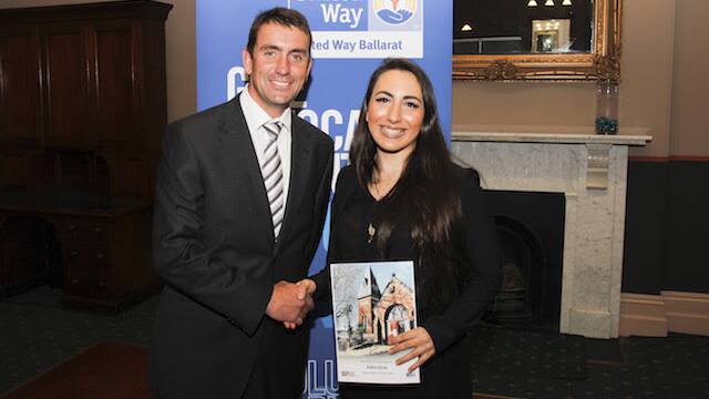 Ballarat Advocate program graduate Bianca Kosir with Alex Campbell, chair of United Way Ballarat board.