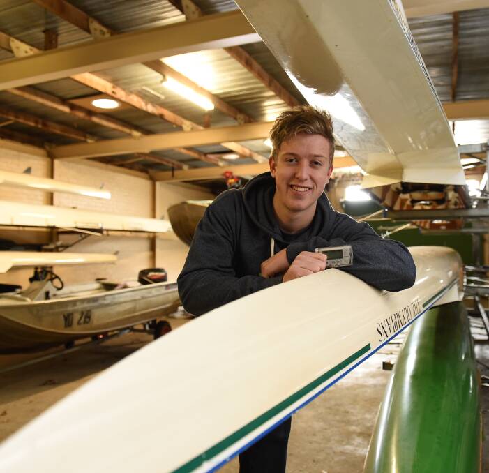 ENJOYING LIFE: Nick McKenna hasn't let type one diabetes get in his way, achieving plenty of success with the St Patrick's College rowing team since being diagnosed with the autoimmune disease. Picture: Lachlan Bence.