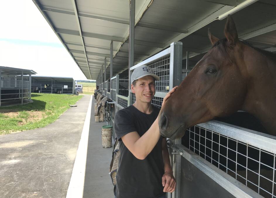 BIG PLANS: trainer Mitchell Freedman with his promising three-year-old colt Bravo Tango at his Ballarat stables.