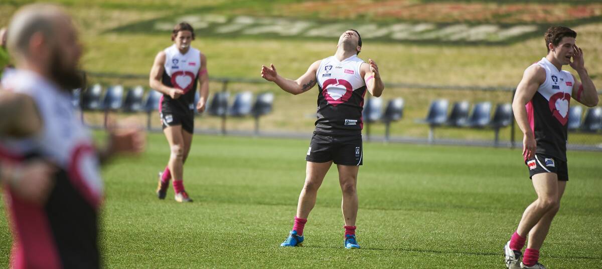 NOT HAPPY: Andrew Hooper shows the frustration of a missed shot on goal for North Ballarat Roosters on Sunday.