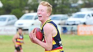 Carngham-Linton signing Sam Hopper in Leeton colours. Picture by Wagga Daily Advertiser.