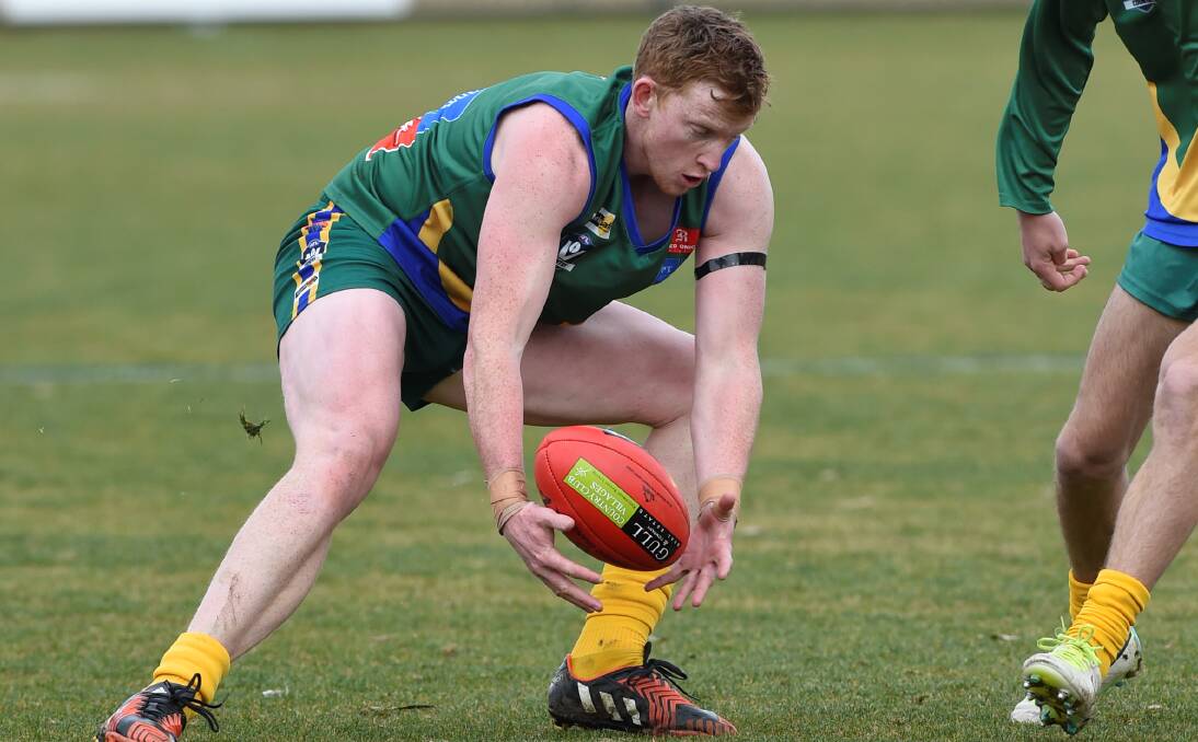 BIG GROUP:  Tom Carey is one of six players from undefeated Lake Wendouree selected in the Ballarat Football League team for the community championship match at Footscray.