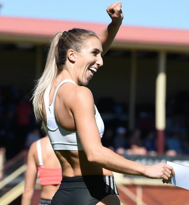 JOY: There was no one more delighted with their performance at Stawell on Saturday than Tara Domaschenz after winning a women's gift heat. Picture: Lachlan Bence