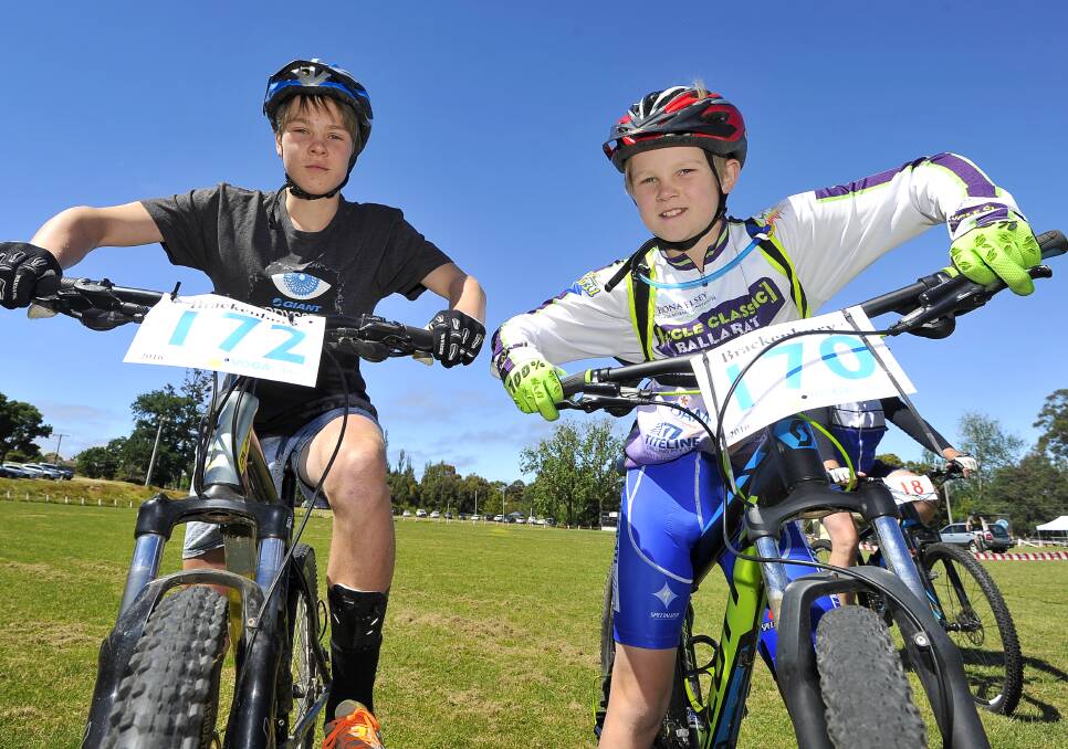 ALL SET: Nicholas and Oliver Huf were among the younger riders to tackle the forest tracks around Creswick in the Brackenbury.