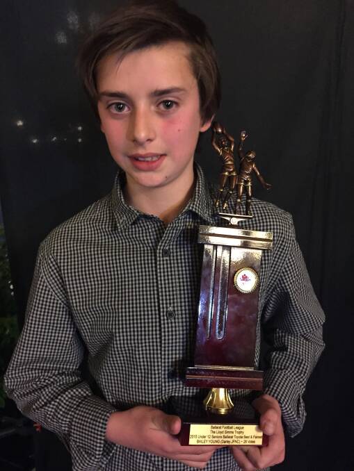 Under-12 football best and fairest Bailey Young (Darley)