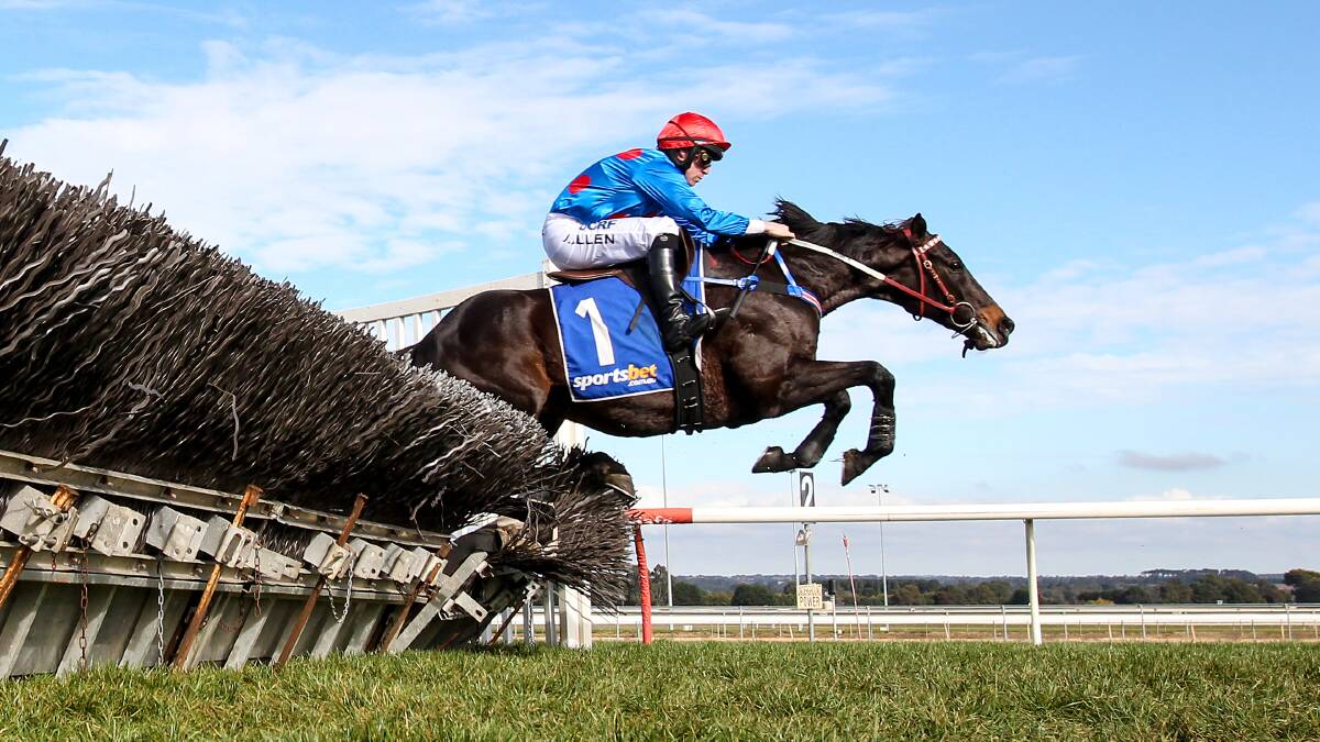 MODERN MILESTONE: Ancient King (John Allen) leaps his way to victory in Ballarat on Thursday and with it gives Ballarat trainer Darren Weir his 400th win of the season. Picture: Getty Images