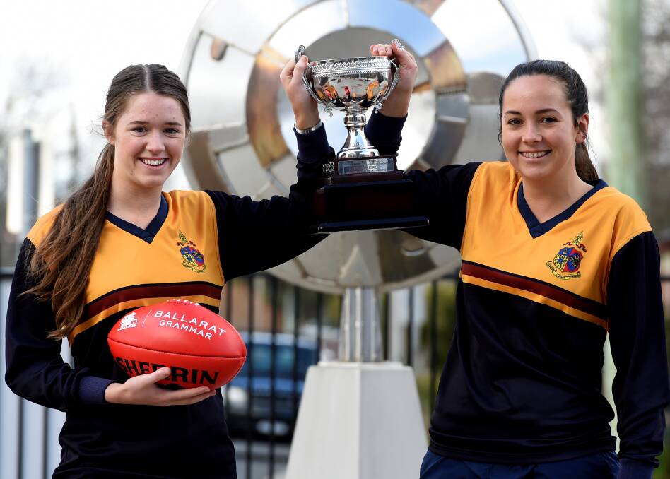 TITLE CHASE: Grammar's Isobel Cleary and captain Zoe Nevett are determined to again complete the BAS and state double. Picture: Lachlan Bence