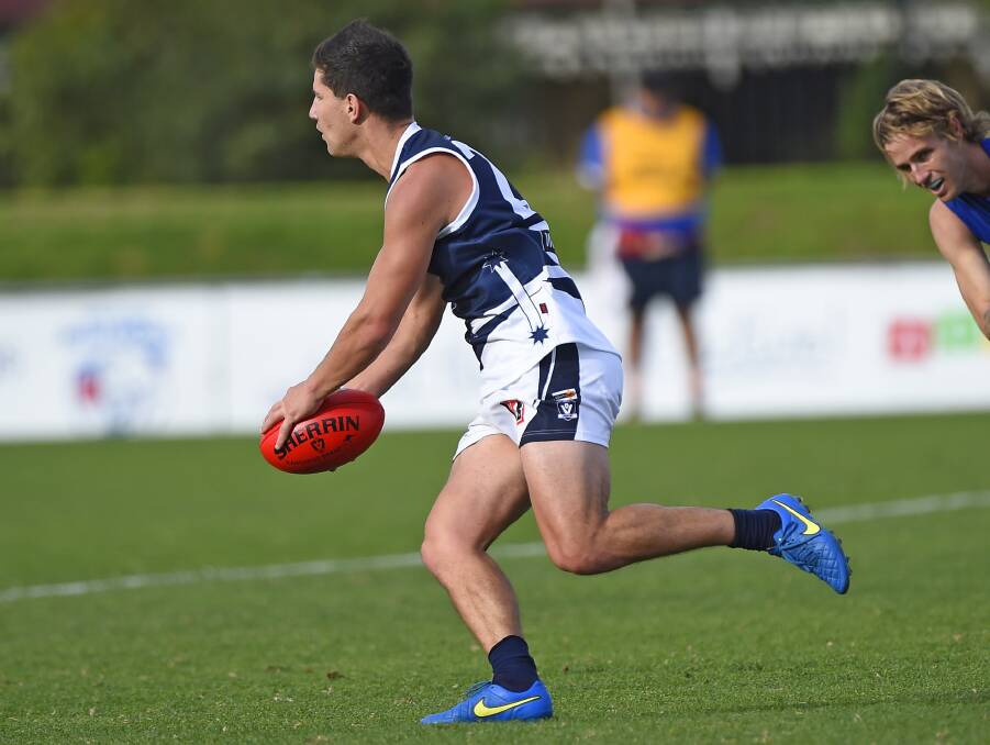 ATTACKING: Derick Micallef looks to open up a scoring opportunity for the BFL. He also managed two goals off his own boot to be among the better players.