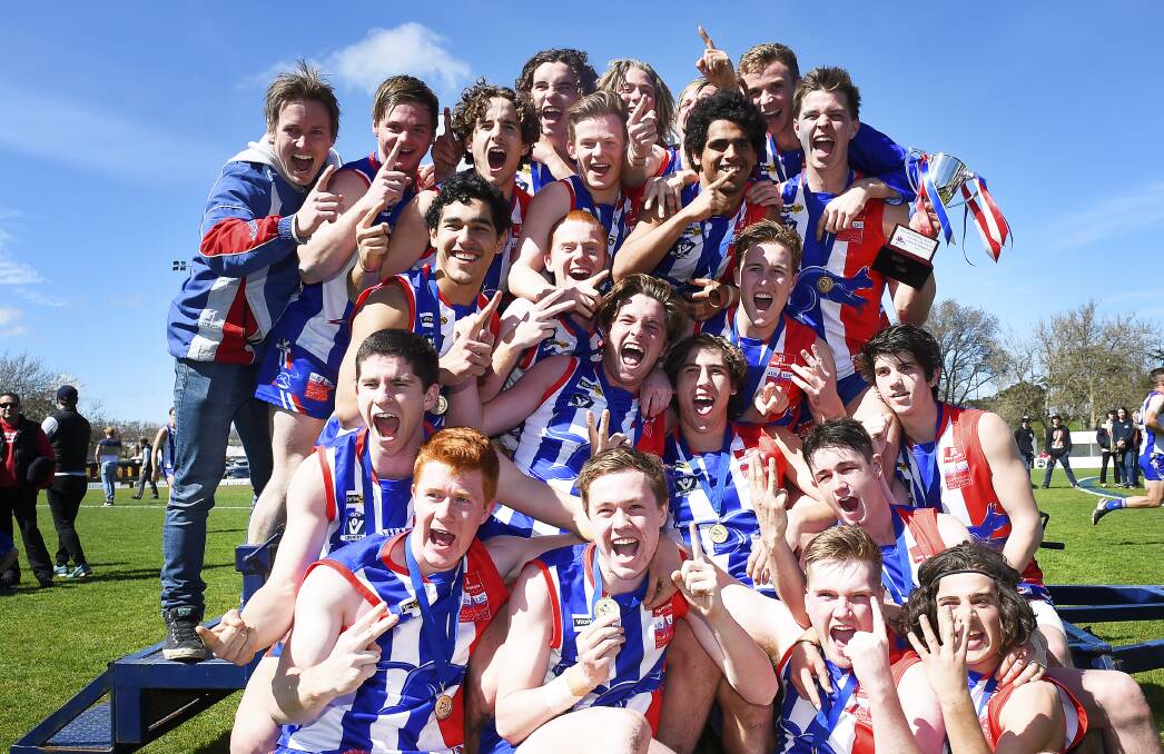 BACK-TO-BACK: East Point made it two BFL under-18.5 premierships on end by running away from North Ballarat City. Picture: Luka Kauzlaric